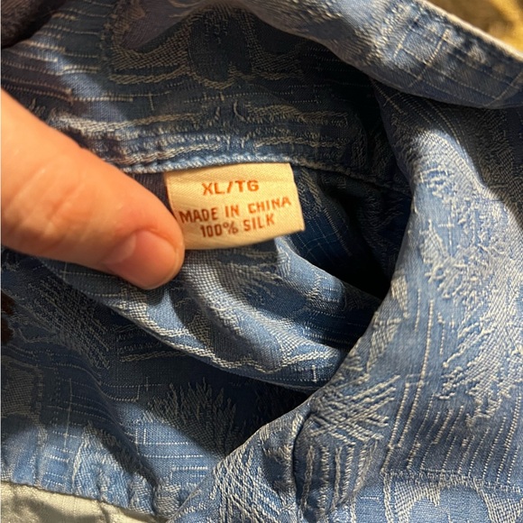 Tommy Bahama Hawaiian Mens 100% Silk Blue Short Sleeve Beach Shirt - Picture 7 of 9